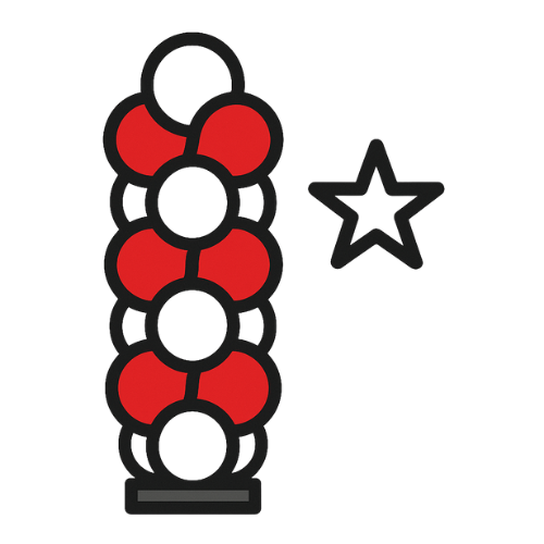 Illustration einer Ballonsäule mit Stern – Symbol für Ballon-Dekoration als Eyecatcher bei Messen und Eröffnungen in Frankfurt