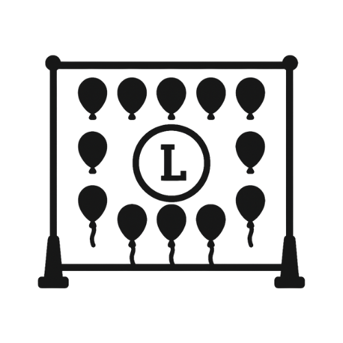 Icon einer Ballonwand mit Logo in der Mitte – Symbol für Ballondekoration bei Firmenauftritten und als Fotohintergrund in Frankfurt