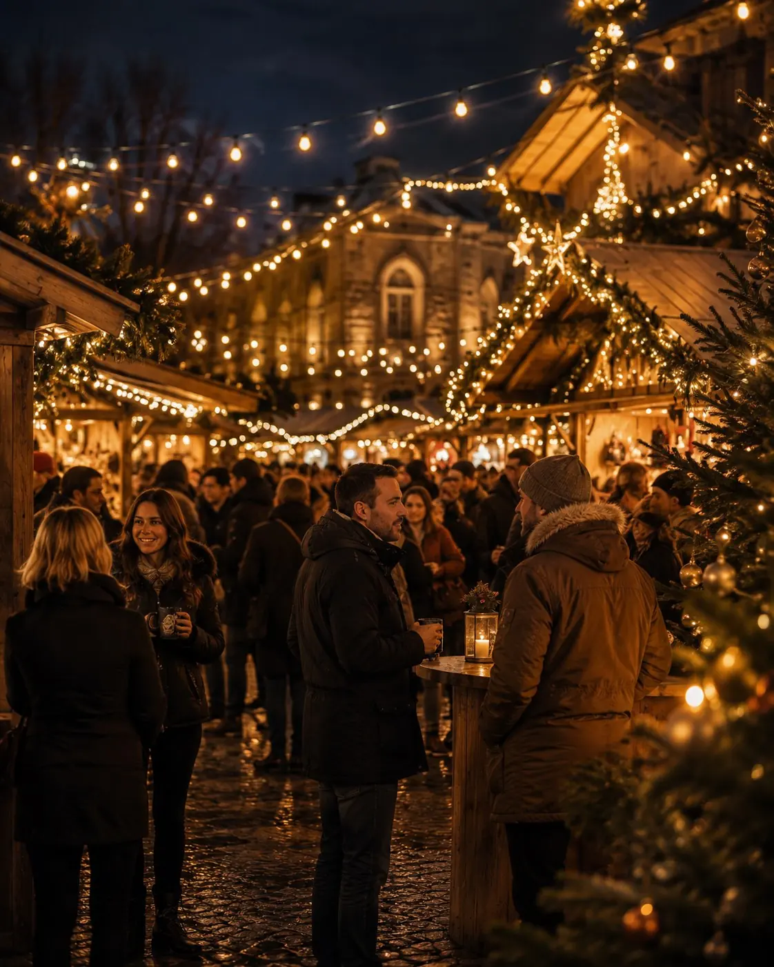 Stimmungsvolle Atmosphäre bei einem Firmenweihnachtsmarkt von Meyer Events