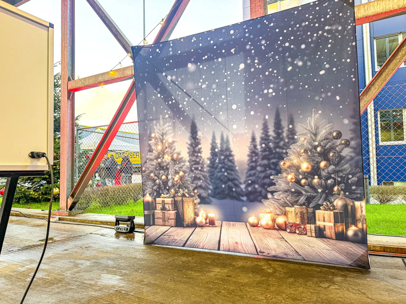 Weihnachtliche Fotobox für Firmenweihnachtsmarkt in Frankfurt